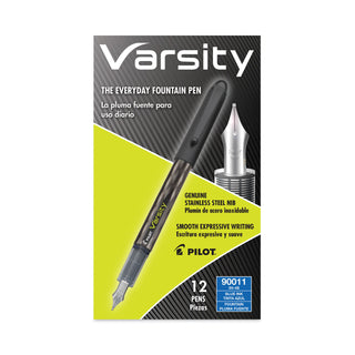 Pilot® Varsity Fountain Pen, Medium 1mm, Blue Ink, Gray Pattern Wrap Barrel (PIL90011)
