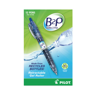 Pilot® B2P Bottle-2-Pen Recycled Retractable Gel Pen, 0.7mm, Blue Ink, Translucent Blue Barrel (PIL31601)