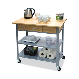 Vertiflex® Countertop Serving Cart, 35.5w x 19.75d x 34.25h, Silver/Brown (VRTVF53039)