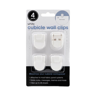 Advantus Wall Clips for Fabric Panels, 40 Sheets, White, 4/Pack (AVT75300)