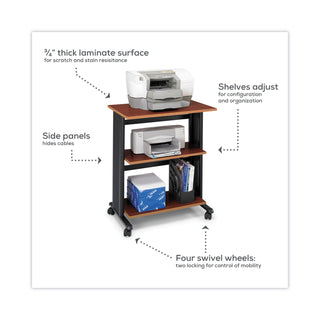 Safco® Muv Mobile Machine Cart, Three-Shelf, 29.5w x 20d x 35h, Cherry/Black (SAF1881CY)