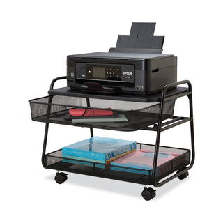 Safco® Onyx Under Desk Machine Stand, 2 Shelves, 21w x 16d x 17.5h, Black, 100-lb Capacity (SAF5208BL)