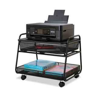 Safco® Onyx Under Desk Machine Stand, 2 Shelves, 21w x 16d x 17.5h, Black, 100-lb Capacity (SAF5208BL)