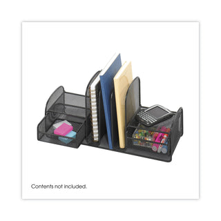 Safco® Onyx Mesh Desk Organizer, Three Sections/Two Baskets, 17 x 6 3/4 x 7 3/4, Black (SAF3263BL)