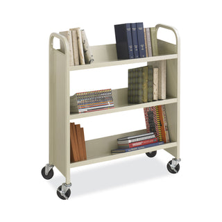 Safco® Steel Book Cart, Three-Shelf, 36w x 14.5d x 43.5h, Sand (SAF5358SA)