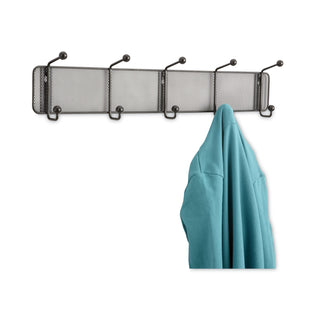 Safco® Onyx Mesh Wall Racks, 5 Hook, 26.75w x 3d x 5.5h, Steel/Black (SAF6403BL)