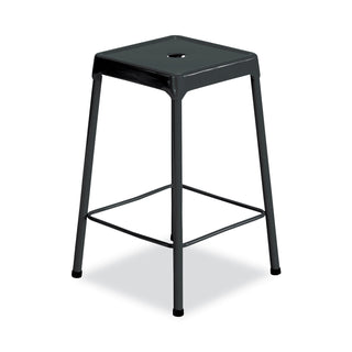 Safco® Counter-Height Steel Stool, 25" Seat Height, Supports up to 250 lbs., Black Seat/Black Back, Black Base (SAF6605BL)