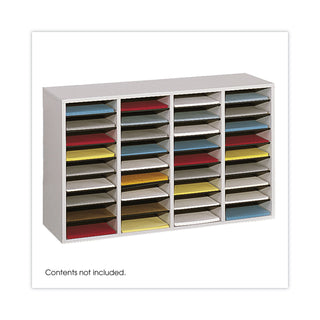 Safco® Wood/Laminate Literature Sorter, 36 Sections, 39 1/4 x 11 3/4 x 24, Gray (SAF9424GR)