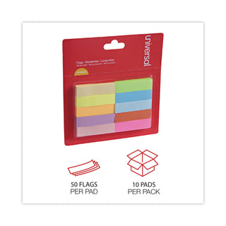Universal® Self-Stick Page Tabs, 0.5" x 2", Assorted Colors, 500/Pack (UNV99026)