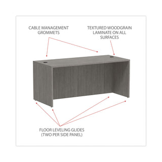 Alera® Alera Valencia Series Straight Front Desk Shell, 65" x 29.5" x 29.63", Gray (ALEVA216630GY)