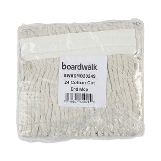 Boardwalk® Banded Cotton Mop Head, #24, White, 12/Carton (CM02024SBW)