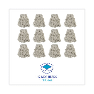 Boardwalk® Banded Cotton Mop Head, #24, White, 12/Carton (CM02024SBW)