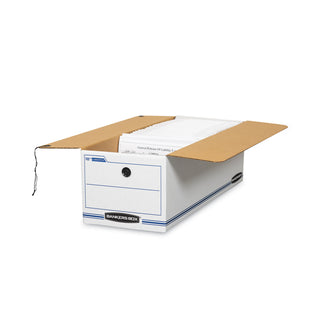 Bankers Box® LIBERTY Check and Form Boxes, 9" x 24.25" x 7.5", White/Blue, 12/Carton (FEL00018)
