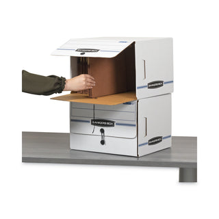 Bankers Box® SIDE-TAB Storage Boxes, Letter Files, White/Blue, 12/Carton (FEL00061)