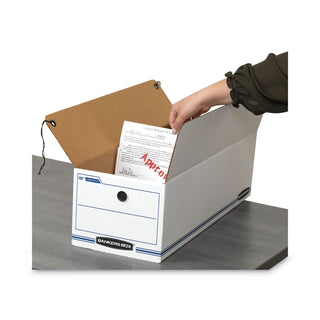 Bankers Box® LIBERTY Check and Form Boxes, 9" x 24.25" x 7.5", White/Blue, 12/Carton (FEL00018)