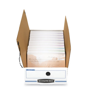 Bankers Box® LIBERTY Check and Form Boxes, 6.25" x 24" x 4.5", White/Blue, 12/Carton (FEL00003)