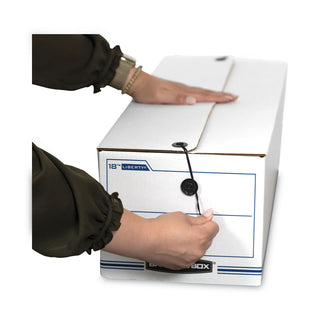 Bankers Box® LIBERTY Check and Form Boxes, 9" x 24.25" x 7.5", White/Blue, 12/Carton (FEL00018)