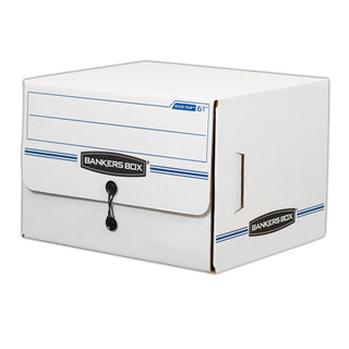 Bankers Box® SIDE-TAB Storage Boxes, Letter Files, White/Blue, 12/Carton (FEL00061)