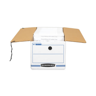 Bankers Box® LIBERTY Check and Form Boxes, 9" x 24.25" x 7.5", White/Blue, 12/Carton (FEL00018)