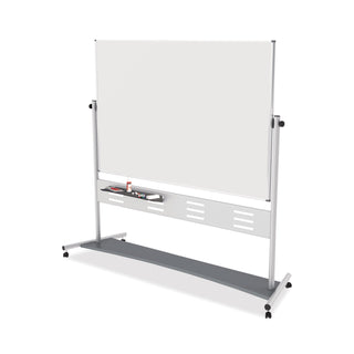 MasterVision™ Magnetic Reversible Mobile Easel, 70 4/5w x 47 1/5h, 80"h, White/Silver (BVCQR5507)