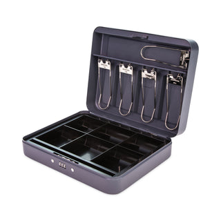 CONTROLTEK® Cash Box with Combination Lock, 6 Compartments, 11.8 x 9.5 x 3.2, Charcoal (CNK500128)