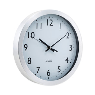 Universal® Brushed Aluminum Wall Clock, 12" Overall Diameter, Silver Case, 1 AA (sold separately) (UNV10425)