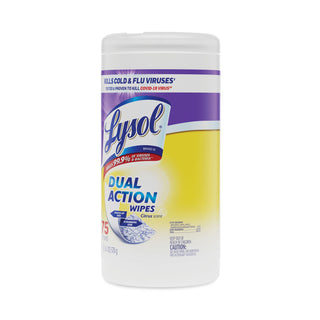 LYSOL® Brand Dual Action Disinfecting Wipes, Citrus, 7 x 8, 75/Canister (RAC81700)