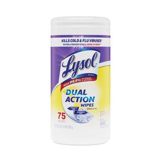 LYSOL® Brand Dual Action Disinfecting Wipes, Citrus, 7 x 8, 75/Canister (RAC81700)
