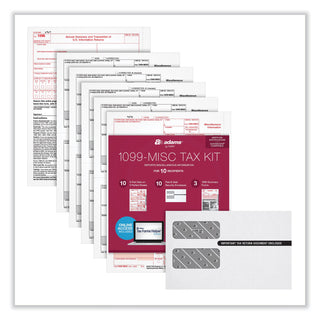 Adams® 1099-MISC Five-Part Laser Forms and Envelopes, Five-Part Carbonless, 8.5 x 5.5, 10/Pack (TOP22907KIT)
