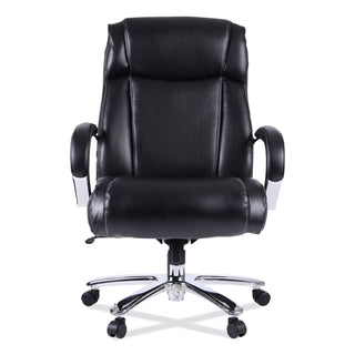 Alera® Maxxis Series Big and Tall Leather Chair, Supports up to 500 lbs., Black Seat/Black Back, Chrome Base (ALEMS4419)