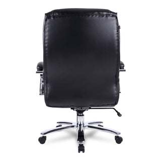 Alera® Maxxis Series Big and Tall Leather Chair, Supports up to 500 lbs., Black Seat/Black Back, Chrome Base (ALEMS4419)