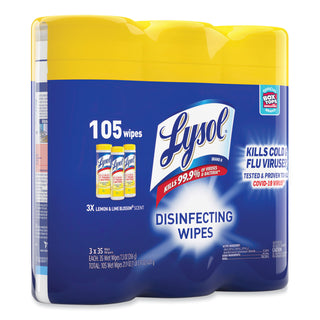 LYSOL® Brand Disinfecting Wipes, 7 x 8, Lemon and Lime Blossom, 35 Wipes/Canister, 3 Canisters/Pack (RAC82159PK) (RAC82159)
