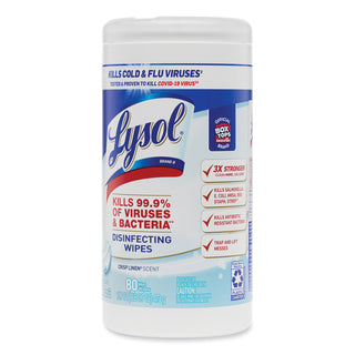 LYSOL® Brand Disinfecting Wipes, 7 x 8, Crisp Linen, 80 Wipes/Canister, 6 Canisters/Carton (RAC89346CT)