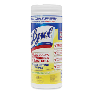LYSOL® Brand Disinfecting Wipes, Lemon and Lime Blossom, 7 x 8, 35/Canister (RAC81145)
