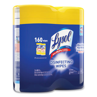 LYSOL® Brand Disinfecting Wipes, 7 x 8, Lemon and Lime Blossom, 80 Wipes/Canister, 2 Canisters/Pack (RAC80296PK) (RAC80296PK)