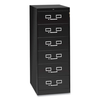 Tennsco Six-Drawer Multimedia Cabinet for 6 x 9 Cards, 21.25w x 28.5d x 52h, Black (TNNCF669BK)