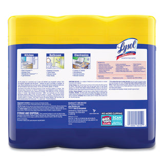 LYSOL® Brand Disinfecting Wipes, 7 x 8, Lemon and Lime Blossom, 35 Wipes/Canister, 3 Canisters/Pack, 4 Packs/Carton (REC82159)