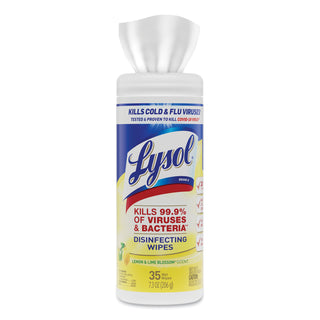 LYSOL® Brand Lemon & Lime Blossom Disinfecting Wipes, 7 x 8, 35/Canister, 12 Canisters/Carton (RAC81145CT)