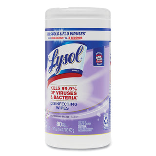LYSOL® Brand Disinfecting Wipes, 7 x 8, Early Morning Breeze, 80 Wipes/Canister, 6 Canisters/Carton (RAC89347CT)