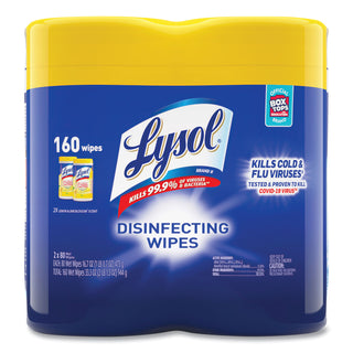 LYSOL® Brand Disinfecting Wipes, 7 x 8, Lemon and Lime Blossom, 80 Wipes/Canister, 2 Canisters/Pack (RAC80296PK) (RAC80296PK)