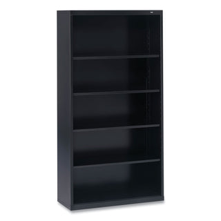 Tennsco Metal Bookcase, Five-Shelf, 34-1/2w x 13-1/2d x 66h, Black (TNNB66BK)