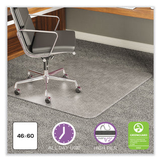 deflecto® ExecuMat All Day Use Chair Mat for High Pile Carpet, 46 x 60, Rectangular, Clear (DEFCM17443F)