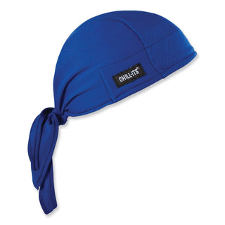 ergodyne® Chill-Its 6615 High-Perform Bandana Doo Rag with Terry Cloth Sweatband, One Size Fits Most, Blue (EGO12481)