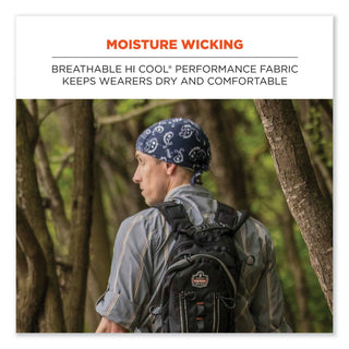 ergodyne® Chill-Its 6615 High-Perform Bandana Doo Rag with Terry Cloth Sweatband, One Size Fits Most, Blue (EGO12481)