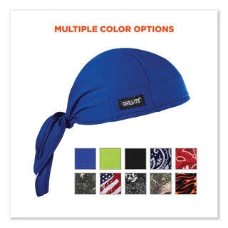 ergodyne® Chill-Its 6615 High-Perform Bandana Doo Rag with Terry Cloth Sweatband, One Size Fits Most, Blue (EGO12481)