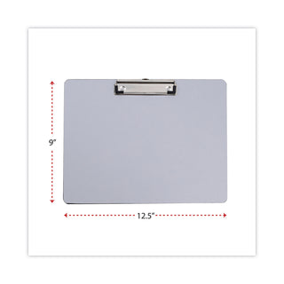 Universal® Plastic Brushed Aluminum Clipboard, Landscape Orientation, 0.5" Clip Capacity, Holds 11 x 8.5 Sheets, Silver (UNV40302)