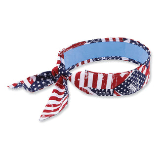 ergodyne® Chill-Its 6700CT Cooling Bandana PVA Tie Headband, One Size Fits Most, Stars and Stripes (EGO12561)