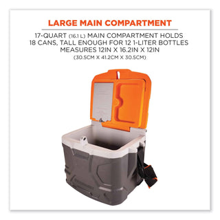 ergodyne® Chill-Its 5170 17-Quart Industrial Hard Sided Cooler, Orange/Gray (EGO13170)