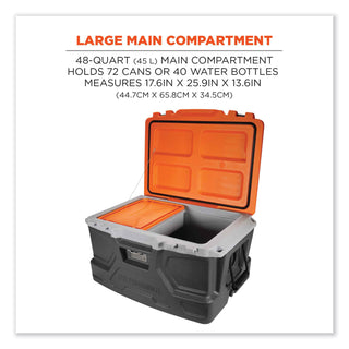 ergodyne® Chill-Its 5171 48-Quart Industrial Hard Sided Cooler, Orange/Gray, 20/Pallet (EGO13173)