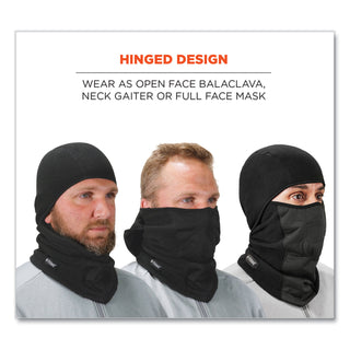 ergodyne® N-Ferno 6823 Hinged Balaclava Face Mask, Fleece, One Size Fits Most, Black (EGO16823)